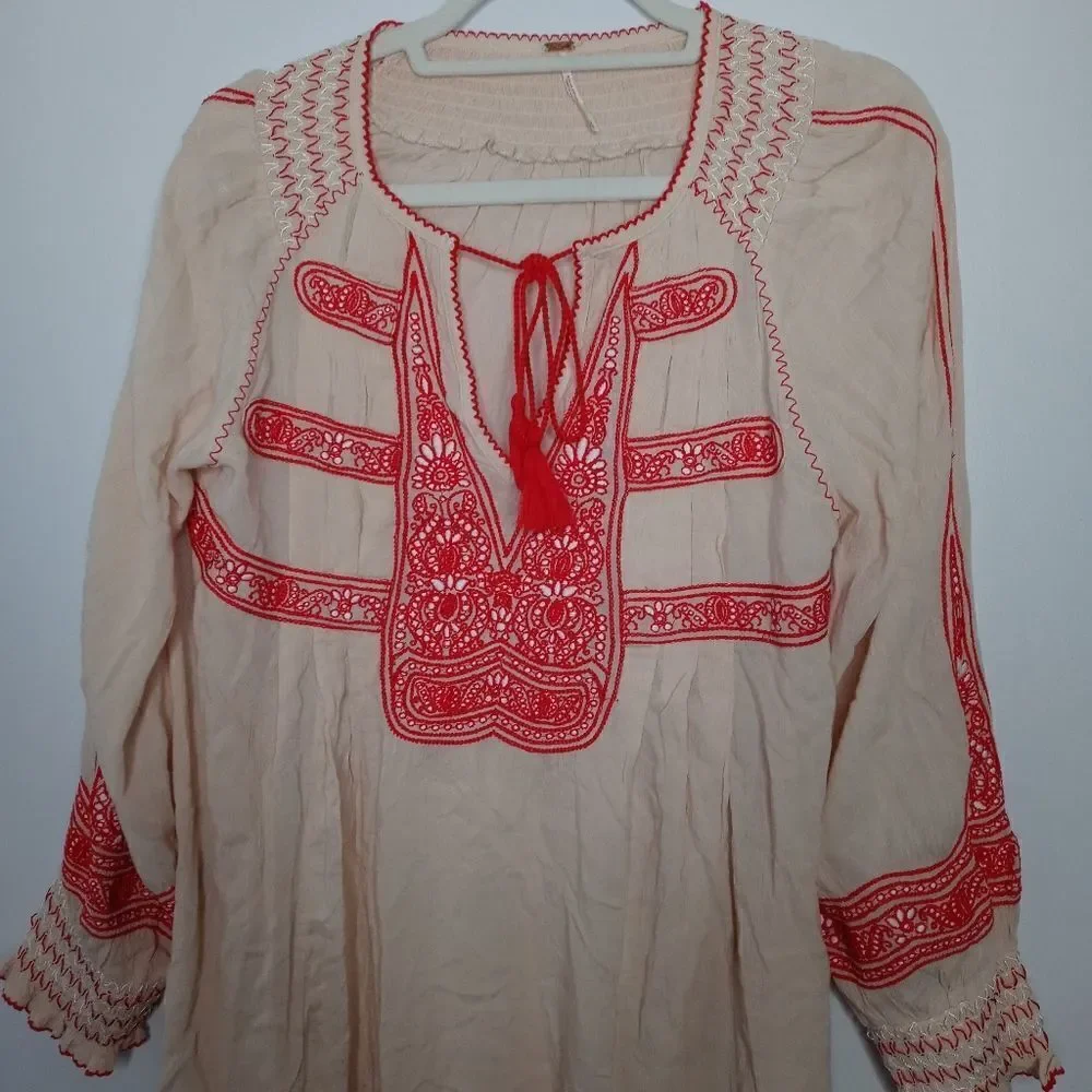 Free People Wind Willow Embroidered Mini Dress